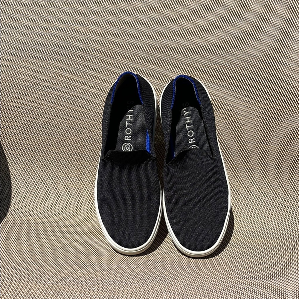 Rothy's Black and Blue Sneakers with Minimalist Design